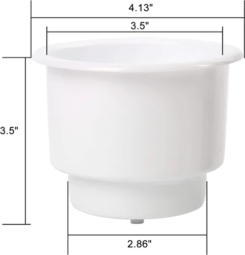 Vista 2 de Amarine Made Soporte empotrado para latas y bebidas de plástico con drenaje para barco, coche y marina, 3 piezas, color blanco