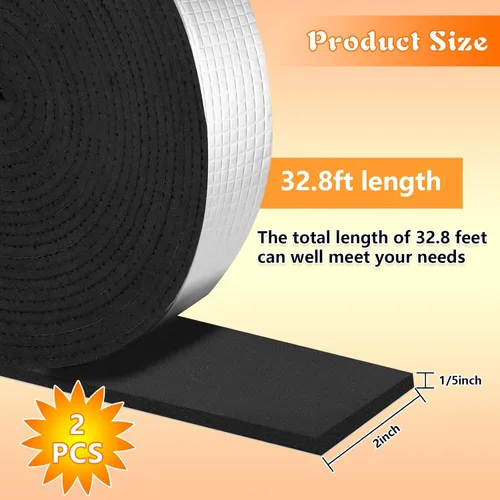 Vista 2 de Envoltura de aislamiento de tuberías de 2 pulgadas de ancho x 32.8 pies de espuma y papel de aluminio para exteriores, cinta aislante autoadhesiva