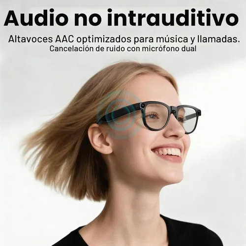 Vista 6 de REEDTOCK Gafas inteligentes de AI con cámara 4K, gafas de grabación de Lentes negras y transparentes