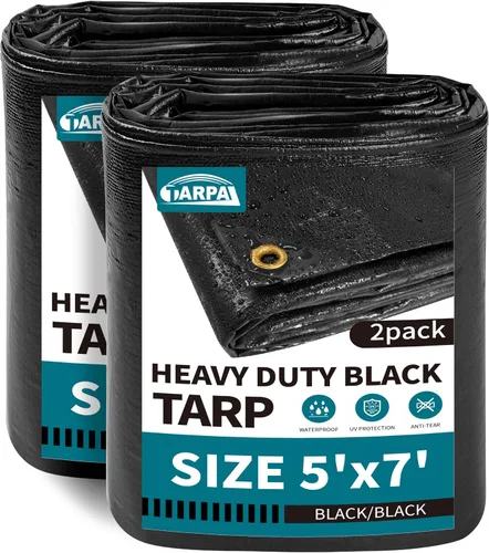 Vista 27 de TARPAL Lona impermeable de 4 x 4 pies (paquete de 2) lonas negras Negro