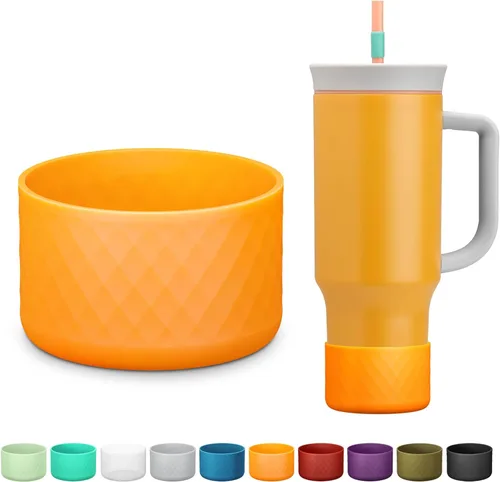 Vista 11 de Manga de silicona para el vaso Owala de 40 oz con asa, funda protectora antideslizante para accesorios de vasos térmicos de acero inoxidable