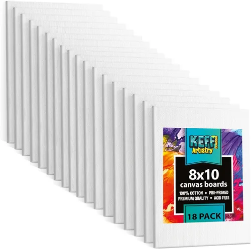 Vista 22 de KEFF Tablas de Lienzo para Pintar - 4x10 Paquete de 18 Paneles de Lienzo a Granel, 100% Algodón Lienzo Triple Impreso en Prima para Suministros