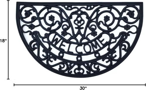 Vista 2 de Imports Decor - Felpudo de goma semicircular, Rosemary Welcome, 18 x 30 pulgadas
