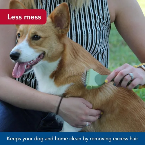 Vista 4 de Coastal Pet Safari Shed - Herramienta mágica de deshedding para perros con pelo medio a largo - Cepillo para desenredar y desenredar perros - Grande