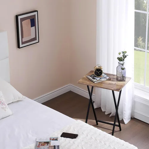 Vista 26 de VECELO Bandeja plegable de TV para comer, juego de 2, mesa portátil para cena/merienda con portavasos para sofá, sala de estar y espacio pequeño