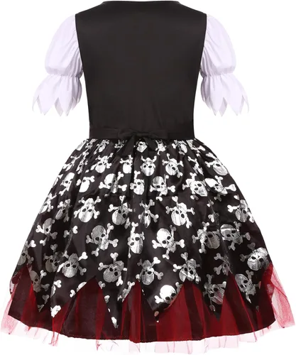 Vista 3 de Disfraz de pirata para niñas, juego de vestido de bucanero de lujo para fiesta de Halloween