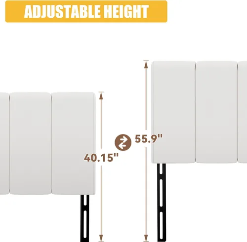 Vista 29 de Yongchuang Cabecera tapizada tamaño King para cabecero de cama tamaño King, altura ajustable, cabecero de lino blanco grisáceo