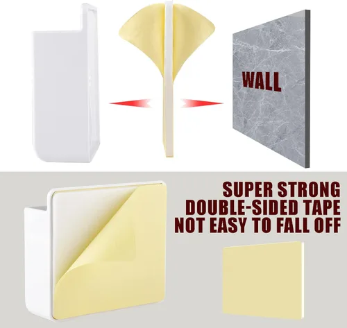 Vista 2 de CEI&BPY 2 piezas de soporte para teléfono montado en pared, soporte para teléfono con autoadhesivo. Soporte para teléfono para carga de RV. Negro