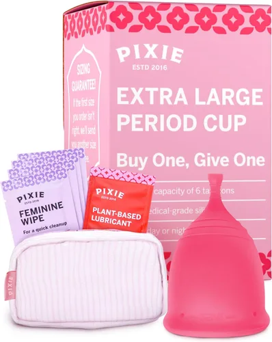 Vista 10 de Copa menstrual de Pixie - Sin metales ni toxinas - Clasificada como la más suave y reutilizable - Uso de 12 horas - 100% de silicona de grado médico