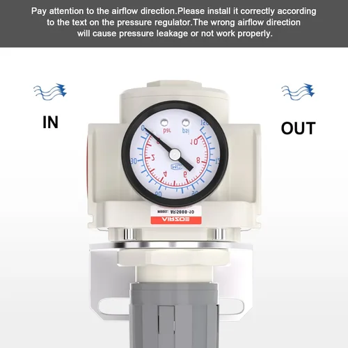Vista 6 de AIRZOE 1" NPT Regulador de presión de aire, sistema de aire comprimido, mini regulador de aire AR5000-10, manómetro 0-150 PSI