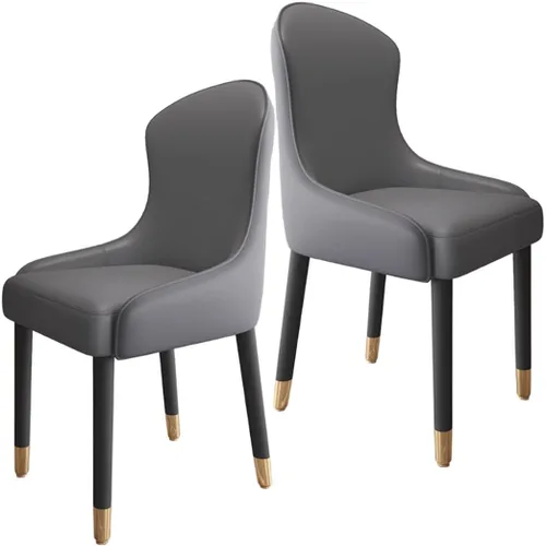 Vista 28 de YVYKFZD Leather Dining Chairs, Dining Room Chairs Set of 2/4, Kitchen Chair with Metal Leg and Backrest, Upholstered Comfy Side Chair, for Bedroom