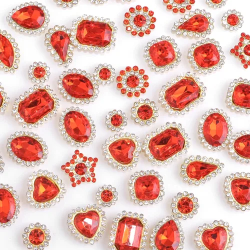 Vista 7 de 50 piezas de diamantes de imitación para coser, formas mixtas, diamantes de imitación negros de vidrio para coser en gemas de cristal, base plana