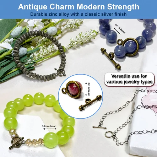 Vista 5 de Heather's cf Cierres de joyería – Calidad duradera, cierre de latón liso antiguo para collares, pulseras y dijes, ideal para bricolaje y fabricación