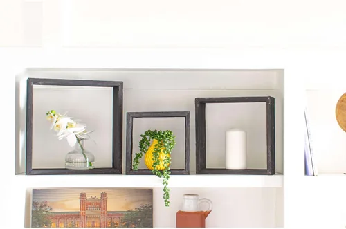 Vista 17 de BarnwoodUSA - Estantería de madera para colgar 100 % madera reciclada, Madera, cuadrado