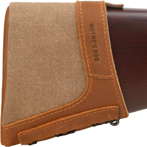 Vista 9 de Tas Trost Extensión de culata de pistola de rifle, cuero retro y lona sin cordones en la almohadilla de retroceso, protector de glúteos