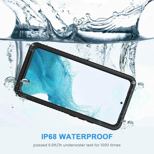 Vista 3 de Lanhiem Funda para Samsung Galaxy S22, IP68 impermeable a prueba de polvo con protector de pantalla integrado, funda protectora de cuerpo completo