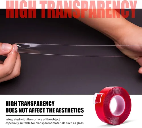 Vista 4 de Cinta de montaje de doble cara, 1 pulgada de ancho, 10 pies de largo, adhesiva, extraíble, resistente, cinta adhesiva de doble cara para montaje