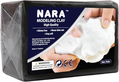 Vista 11 de NARA Arcilla para modelar, 1 color, 1 bloque, 31.96 oz (2 libras) (blanco) - No tóxica, arcilla de modelado de plastilina, ideal para principiantes