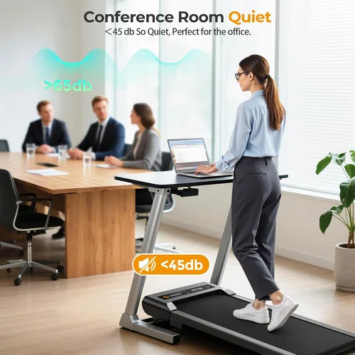 Vista 6 de HiFast Walking Pad Treadmill, 3 in 1 Foldable Under Desk Treadmills for Home Office, Small Walking Pad with Incline Handle Bar, 300lbs Capacity