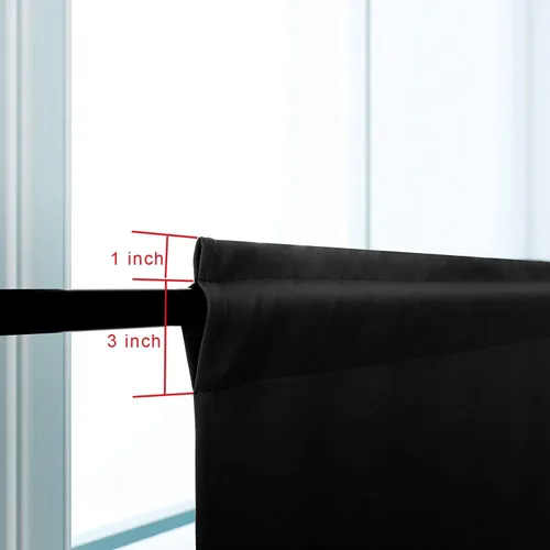 Vista 4 de Pickluc Cortinas opacas con cenefa de 18 pulgadas de largo, cortinas cortas con bolsillo para barra para ventana de cocina, baño, sala de estar