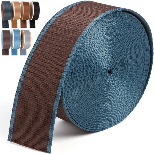 Vista 4 de Webbing 1.5 Inch-6 Rolls Polycotton 1 1/2 inch Webbing Strap for Bag Making-1.5 "Cotton Striped Ribbon for Purse Backpack Luggage Straps 18 Yards