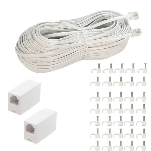 Vista 11 de Cable de extensión para teléfono fijo con enchufe estándar RJ-11 6P4C (3 pies-paquete de 3, negro)
