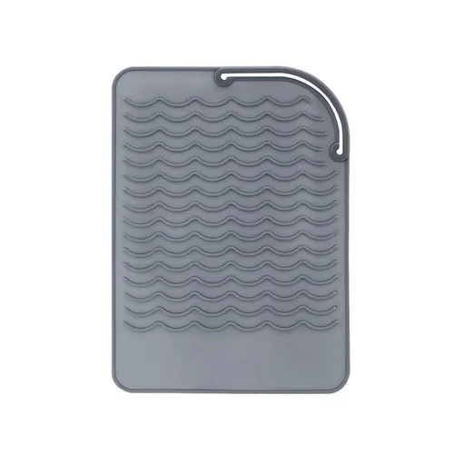 Vista 8 de Alfombrilla resistente al calor para rizador, planchas planas y alisadoras de cabello, herramientas de peinado de 9 x 6.5 pulgadas, silicona de Negro