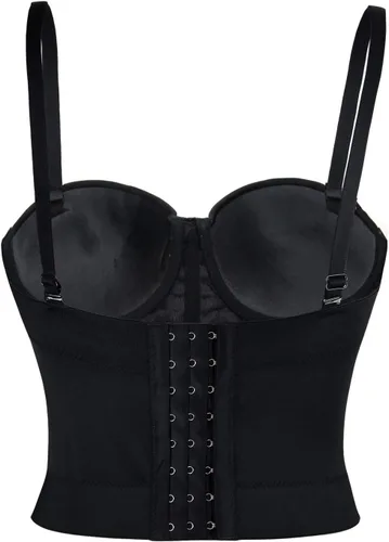 Vista 3 de Charmian - Top de bustier para mujer con tirantes de espagueti de piel sintética corta
