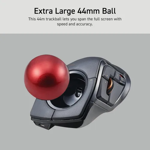 Vista 4 de ELECOM DEFT PRO Ratón de Trackball, con cable, inalámbrico, conexión Bluetooth de 3 tipos, diseño ergonómico, función de 8 botones, bola roja