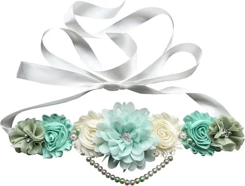 Vista 12 de Faja de maternidad de perlas únicas para revelación de género de baby shower
