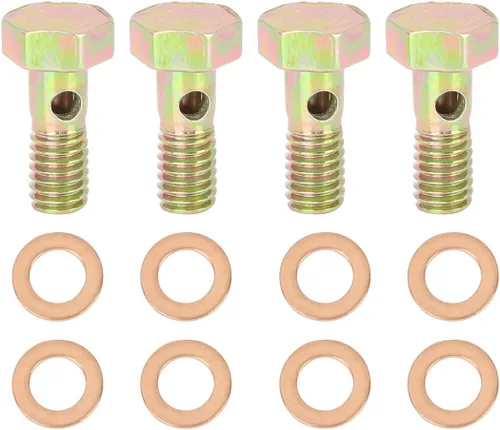 X AUTOHAUX 4 juegos M6x1.0.000 in rosca métrica Banjo pernos adaptador de montaje de freno con arandelas M6
