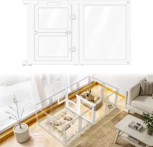 Vista 37 de FXW AuraSpace - Cerca acrílica para perros pequeños, para interiores, 24 pulgadas, 2 paneles, incluye 1 puerta y 1 panel, color negro