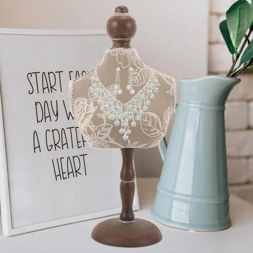 Vista 5 de DOITOOL Jewelry Display Holder Stand Necklace Display Mannequin Gray Pattern Jewelry Rack 17x36cm for Retail and Home