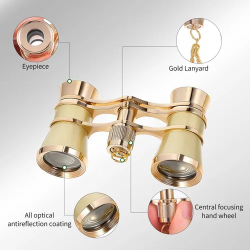 Vista 2 de Binoculares de ópera, mini binoculares de 3 x 25 pulgadas, compactos y ligeros, gafas de teatro portátiles, binoculares