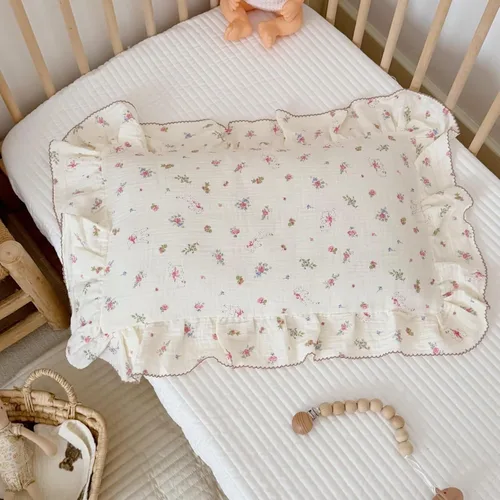 Vista 15 de BuLuTu Funda de almohada de muselina de algodón para niños pequeños con bonito patrón de flores de azalea, súper suave, funda de almohada para cuna