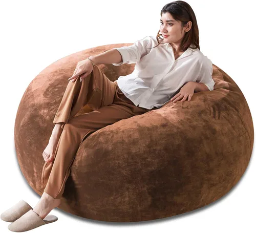 Vista 28 de Puf de 3 pies, puf con relleno, espuma viscoelástica altamente resistente, puf redondo de felpa, mueble para sala moderna, silla de lectura de ocio