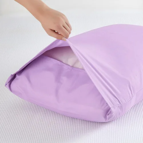 Vista 5 de NookZuzu - Juego de 2 fundas de almohada de microfibra ultra suaves de 1800 hilos con cierre de sobre, color morado, juego de 2 fundas de almohada