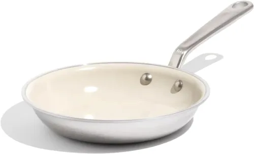 Made In Utensilios de cocina, sartén antiadherente CeramiClad de 8 pulgadas (mango inoxidable), revestimiento de acero inoxidable de 5 capas con
