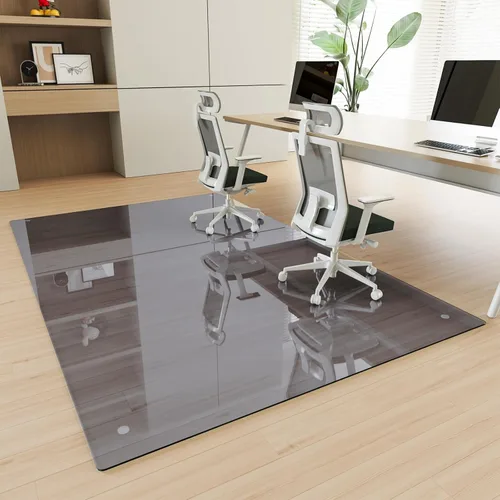 Vista 25 de [Vidrio templado] Tapete para silla de vidrio de 30 x 48 pulgadas, tapete de piso duro resistente con esquinas redondas y borde pulido, tapete