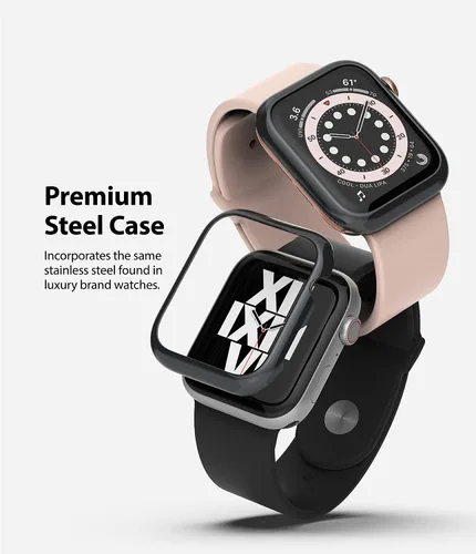 Vista 3 de Ringke Estilo de bisel [elegante marco de acero inoxidable] compatible con Apple Watch Series 6, 5, 4, SE (2020), SE (2022), funda de 1.575 40-111