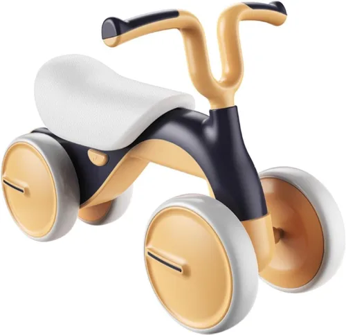 Bicicleta de equilibrio para bebé, sin pedales, 4 ruedas, primera bicicleta gris