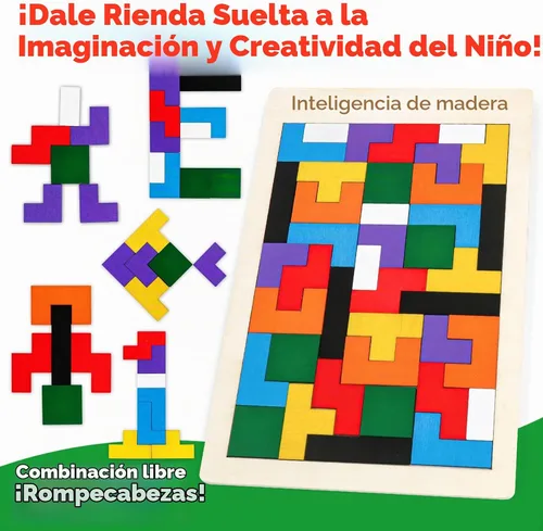 Vista 6 de Paquete de 2 rompecabezas de madera para cerebro Montessori Bloques Tangram