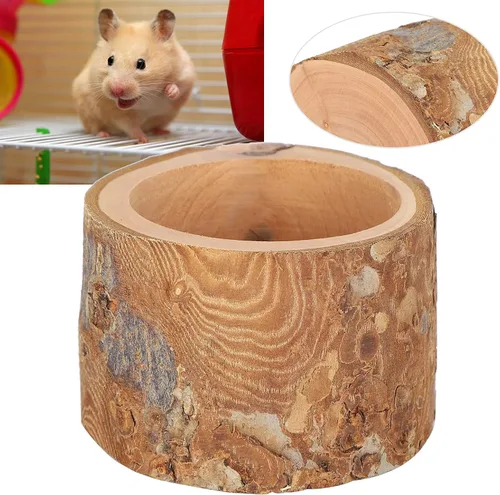 Vista 5 de Gloglow Tazón de alimentación para mascotas para hámsters y chinchillas, construcción de madera de manzano duradera, uso versátil para alimentos