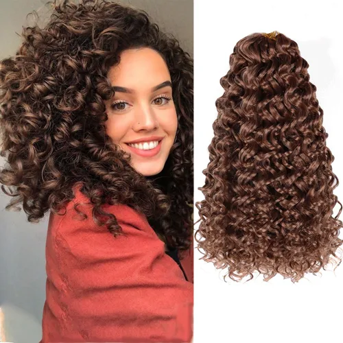 Vista 22 de Gogo Curl Cabello de Ganchillo Rizado de 8 Pulgadas Cabello Corto Rizado de Ganchillo para Mujeres Negras Rizo de Playa Onda de Agua Cabello Rizado