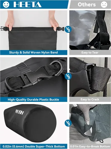 Vista 6 de HEETA - Bolsa seca impermeable para mujeres y hombres (versión actualizada) 5 L/10 L/20 L/30 L/40 L, bolsa de almacenamiento seca ligera con parte