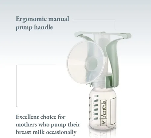 Vista 2 de Ameda Extractor de leche manual portátil, esencial para la lactancia materna, portátil, libre de BPA y DEHP
