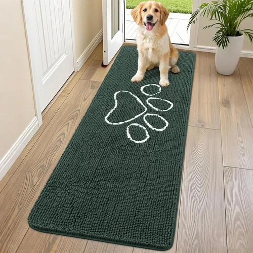 Vista 126 de Smiry Tapete para puerta de perro para patas fangosas, absorbente que atrapa la suciedad, antideslizante, de secado rápido, lavable, tapete