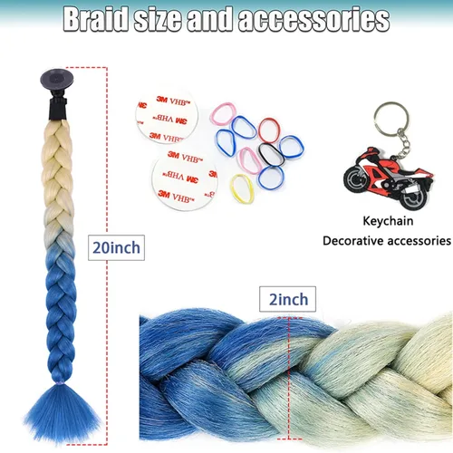 Vista 3 de 2 piezas de casco de coleta para motocicleta, cola de caballo, casco de bicicleta, trenzas de pelo para cualquier casco, decoración, copa