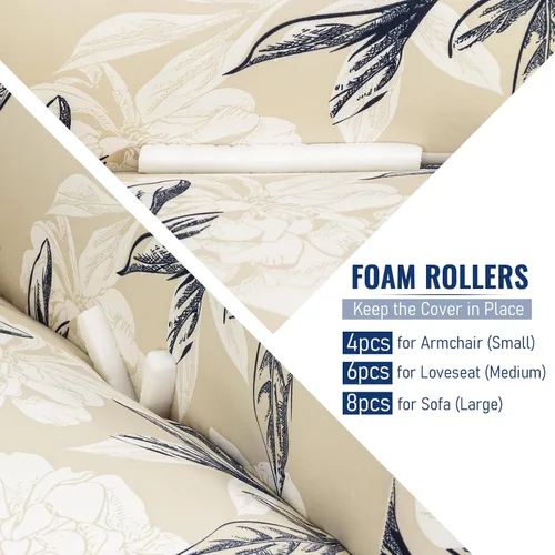 Vista 7 de FUANGUI Funda para Sofá de 1 Pieza, Funda Elástica para Sofá Estampada para Sofá de 3 Cojines con Falda Apta para Mascotas, Fundas de Sofá Lavables