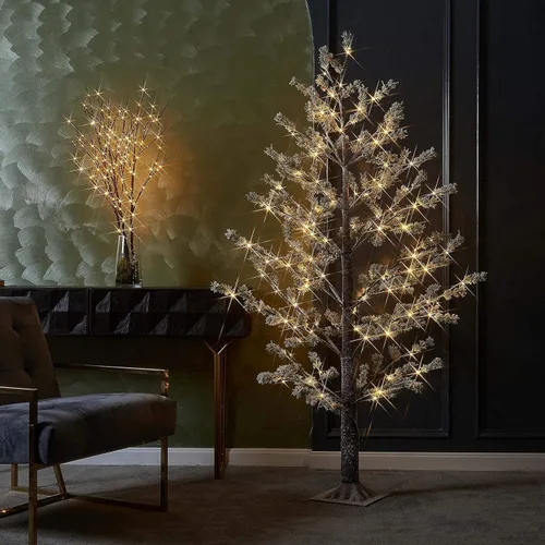 Vista 9 de LITBLOOM - Ramas de sauce marrón iluminadas, de 30 pulgadas, 150 luces LED con enchufe, temporizador y regulador; luces de ramas de árbol con luces